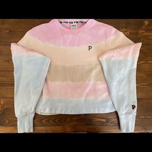 Pink by Victoria Secret tie dye cropped sweatshirt size XSmall